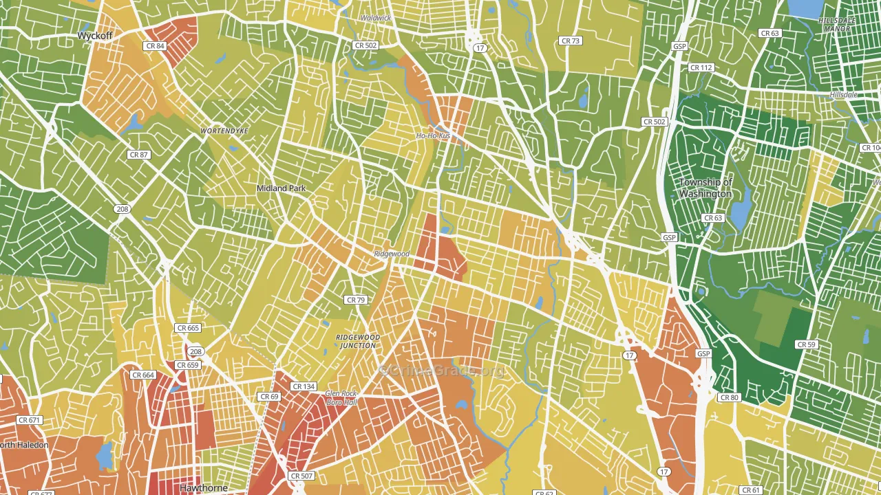 Ridgewood, NJ Map of Murder Rates