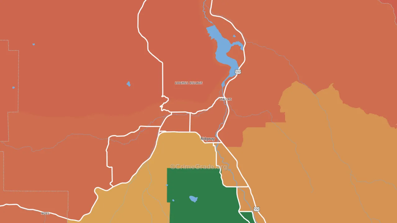 Ridgway, CO Map of Murder Rates