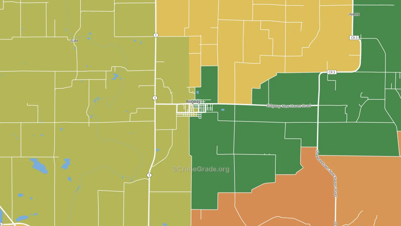 Ridgway, IL Map of Murder Rates