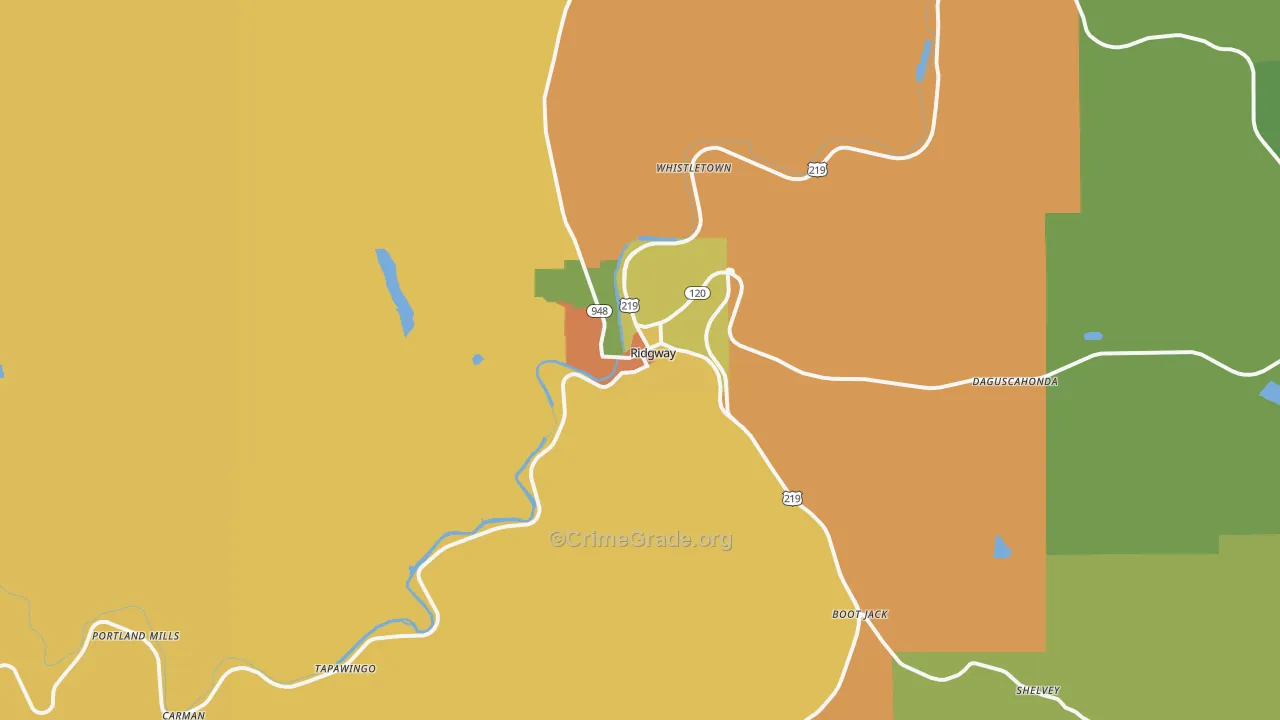 Ridgway, PA Map of Murder Rates