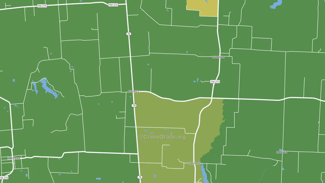 Ridings, TX Map of Murder Rates