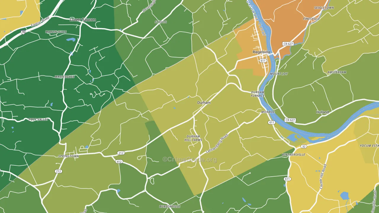 Riegelsville, PA Map of Murder Rates