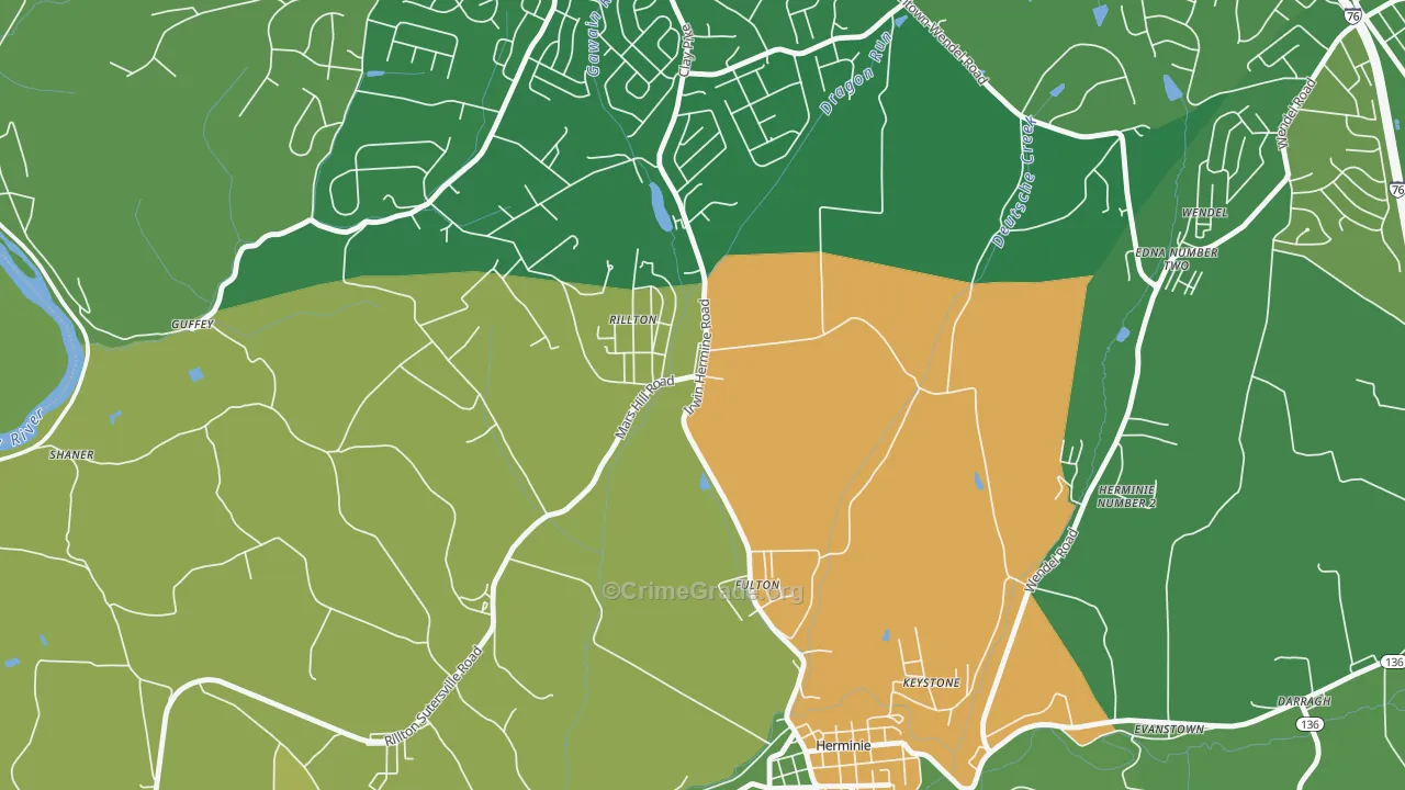 Rillton, PA Map of Murder Rates