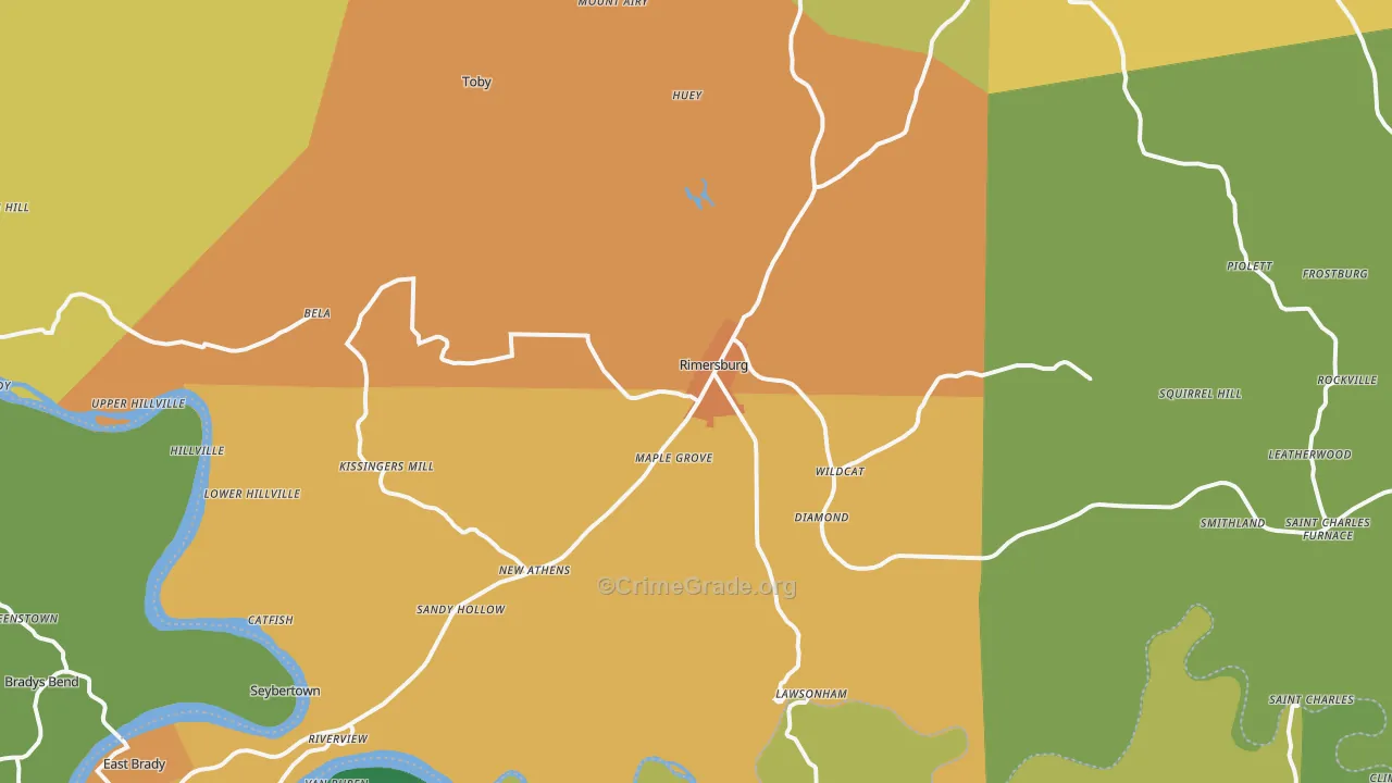 Rimersburg, PA Map of Murder Rates
