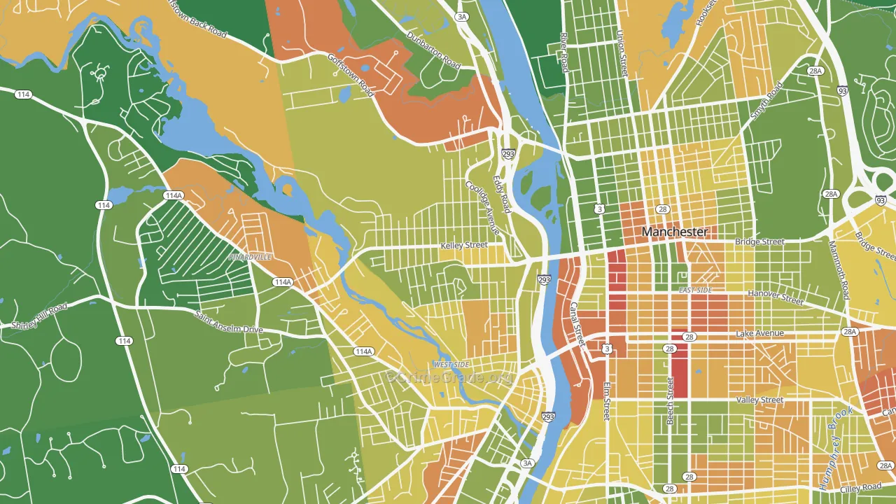 Rimmon Heights, Manchester, NH Map of Murder Rates