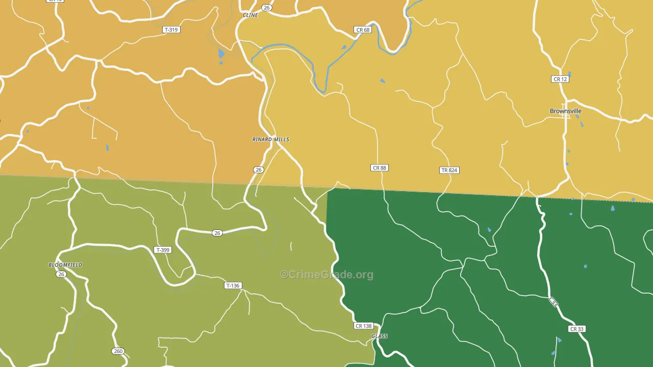 Rinard Mills, OH Map of Murder Rates