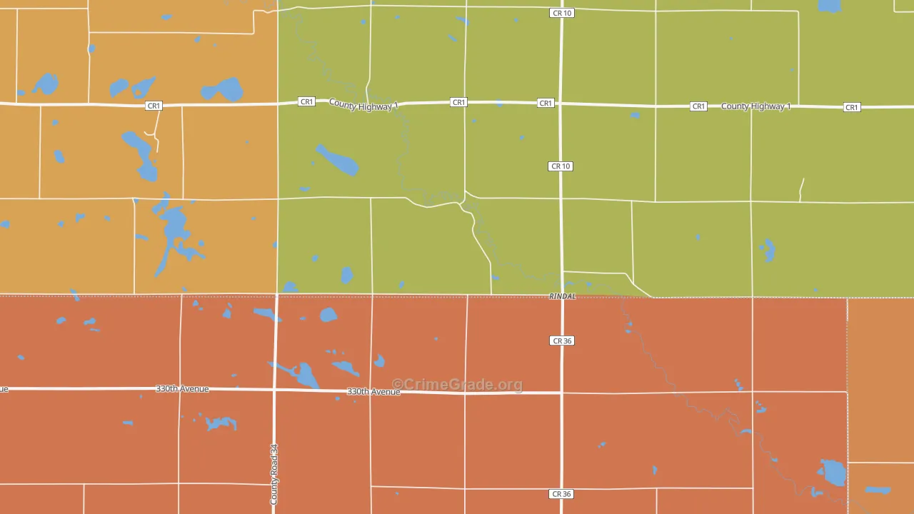 Rindal, MN Map of Murder Rates