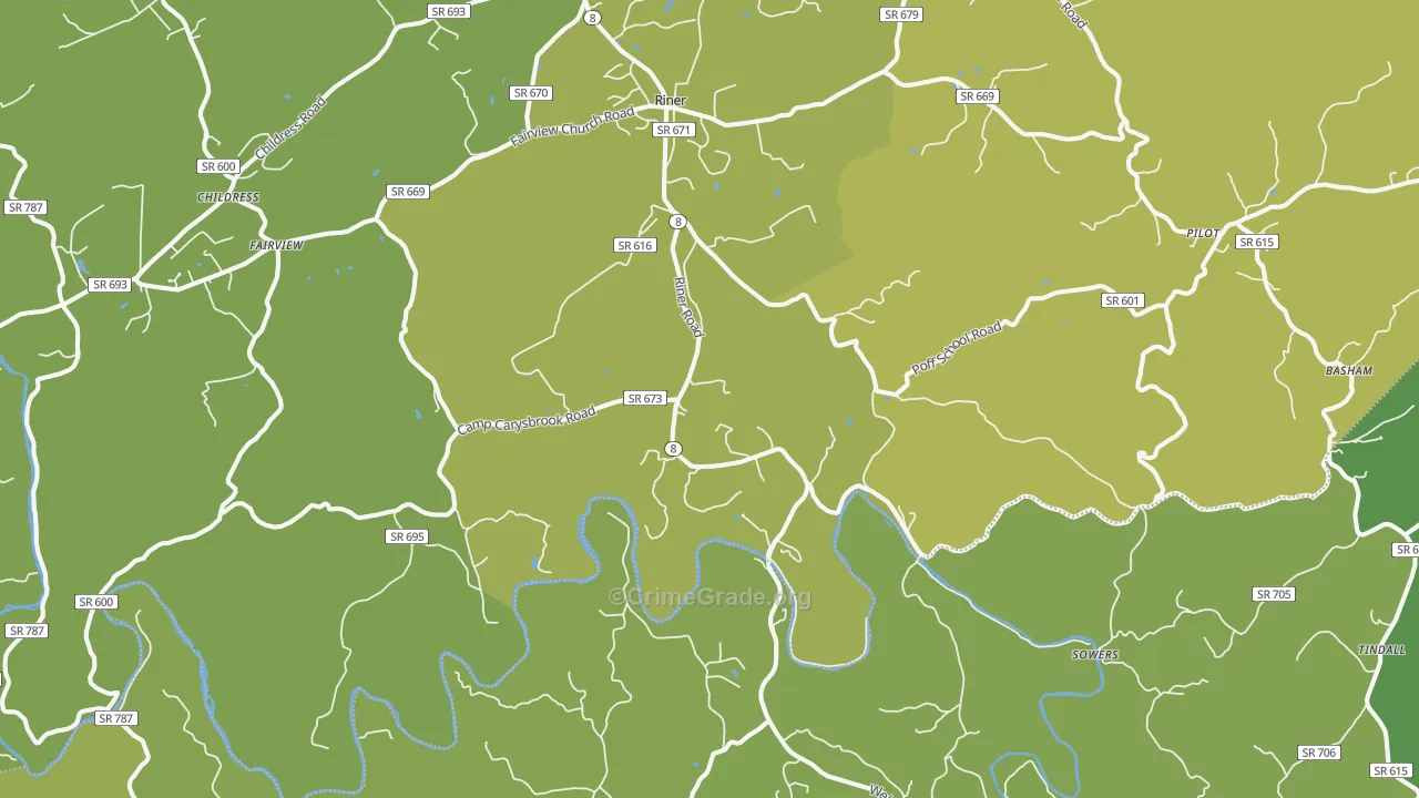 Riner, VA Map of Murder Rates