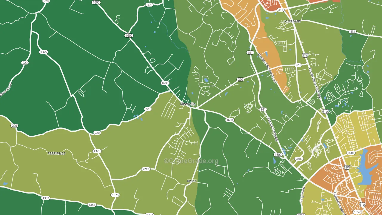 Rineyville, KY Map of Murder Rates