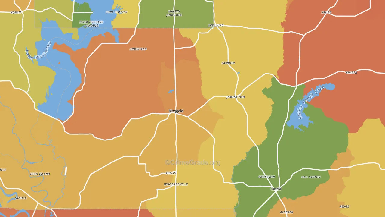 Ringgold, LA Map of Murder Rates