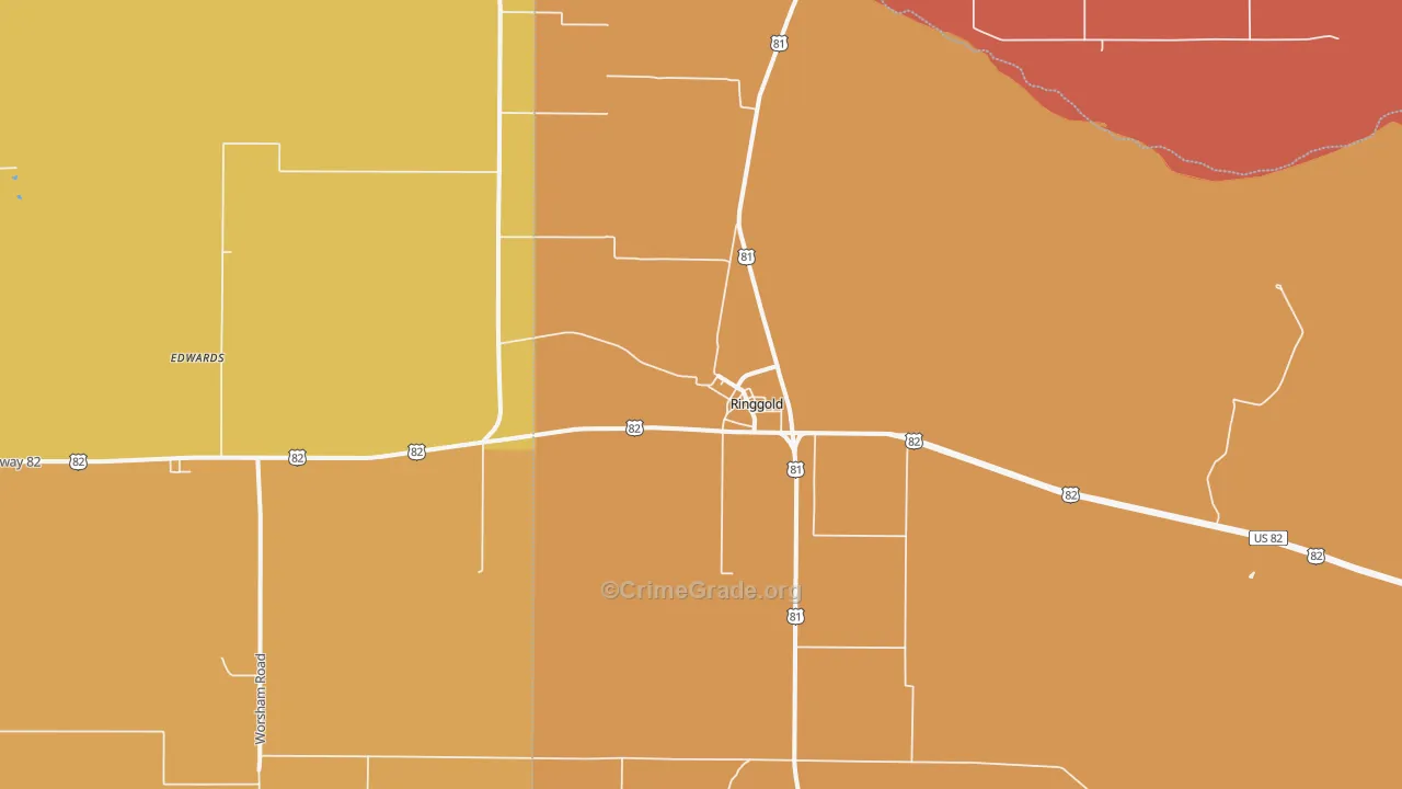 Ringgold, TX Map of Murder Rates