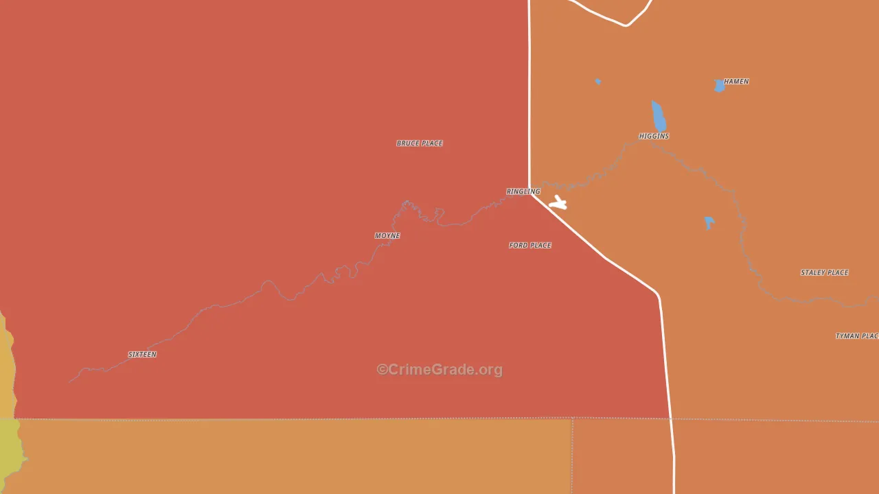 Ringling, MT Map of Murder Rates
