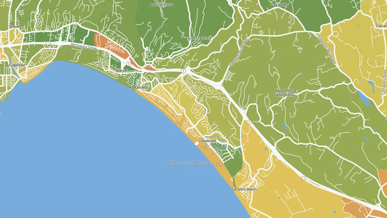 Rio del Mar, CA Map of Murder Rates