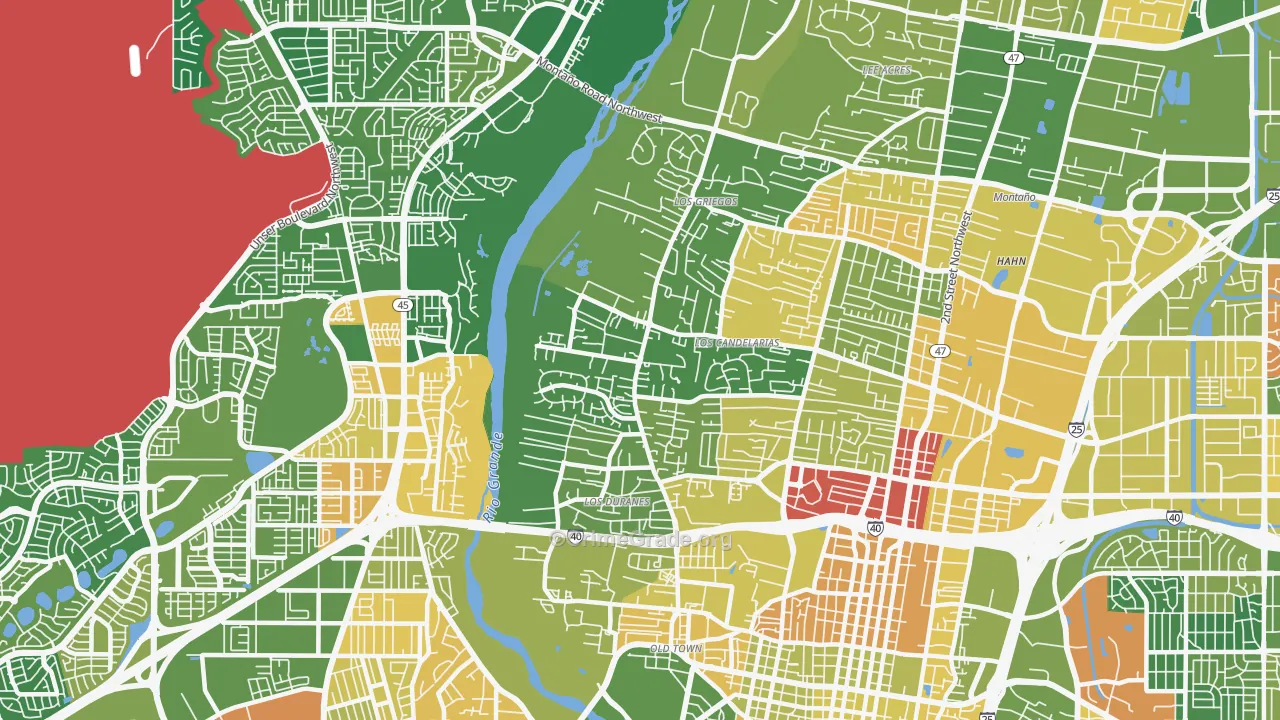 Rio Grande, Albuquerque, NM Map of Murder Rates