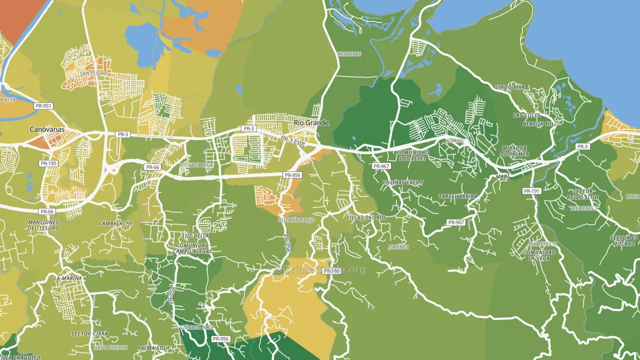Rio Grande Municipio, PR Map of Murder Rates