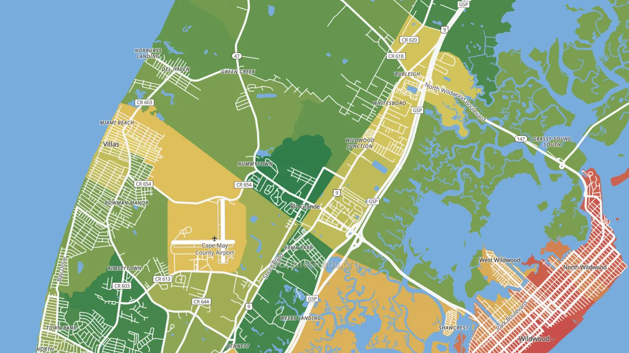 Rio Grande, NJ Map of Murder Rates