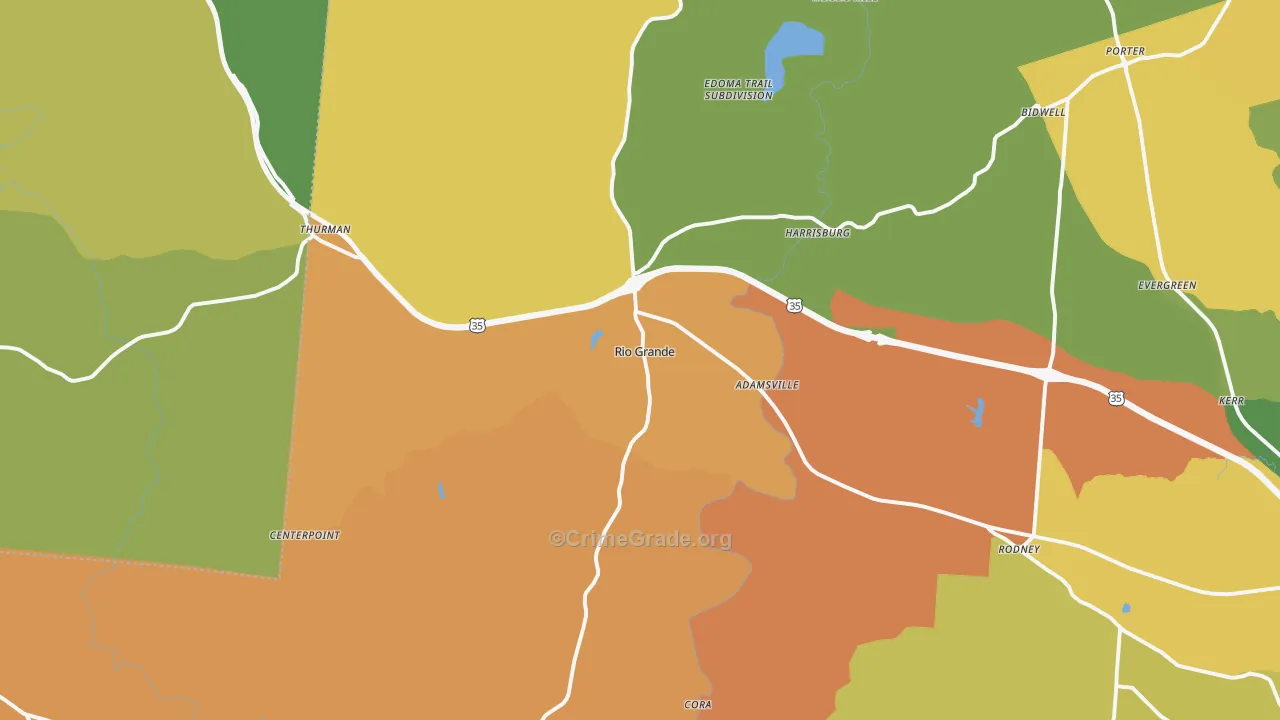 Rio Grande, OH Map of Murder Rates