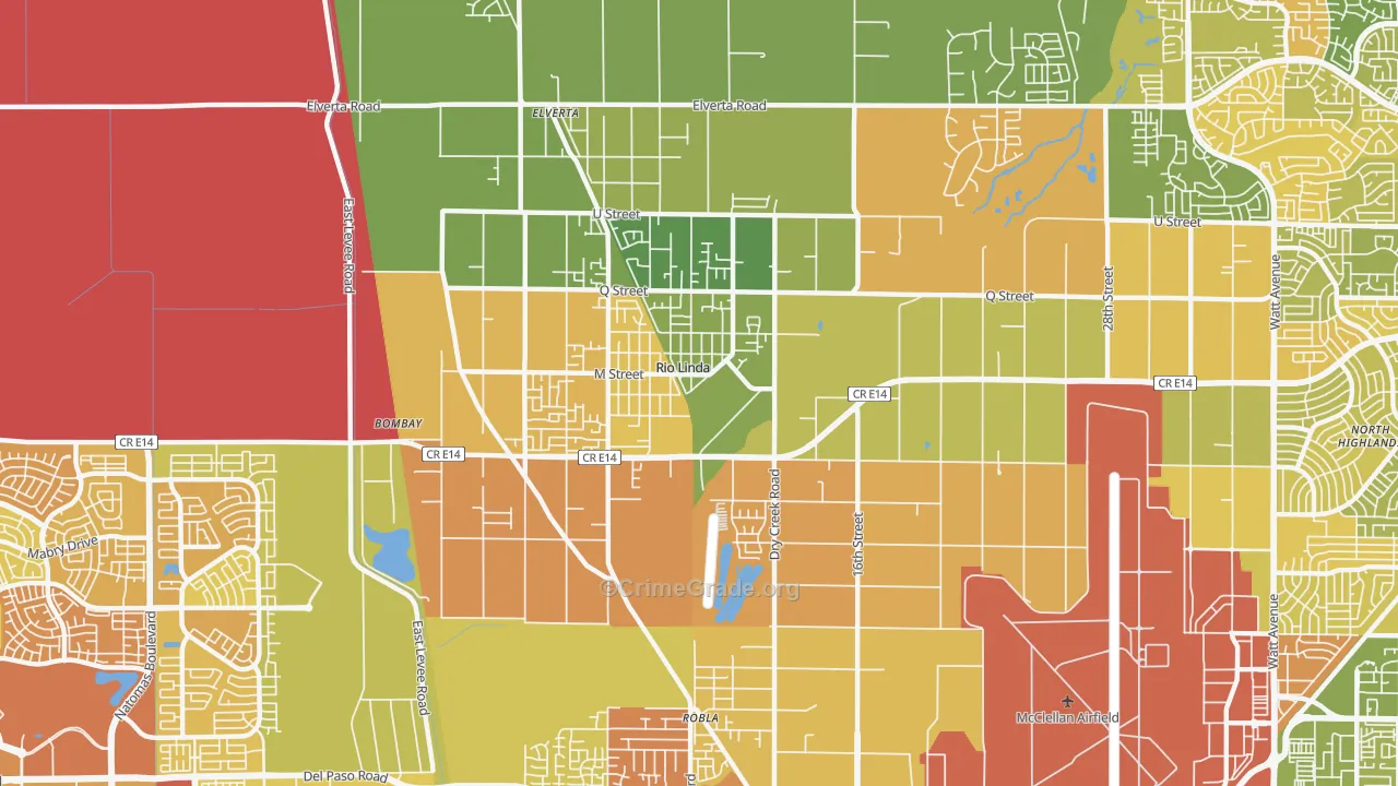 Rio Linda, CA Map of Murder Rates