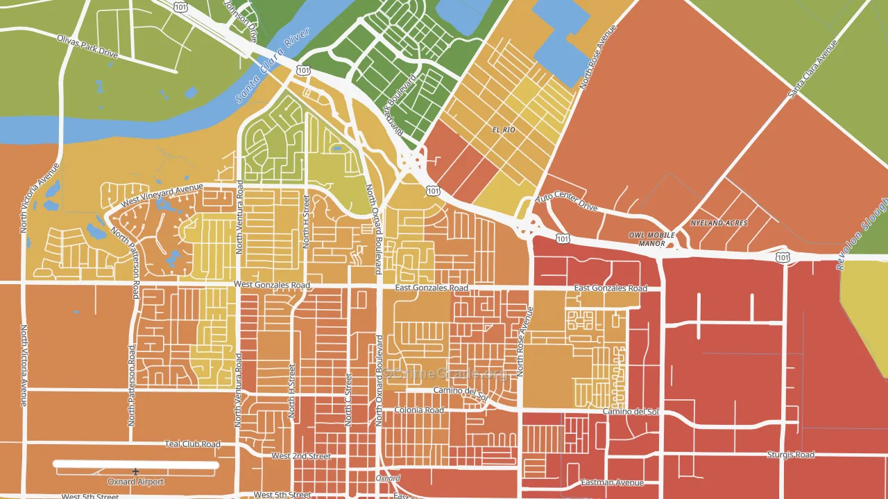 Rio Lindo, Oxnard, CA Map of Murder Rates