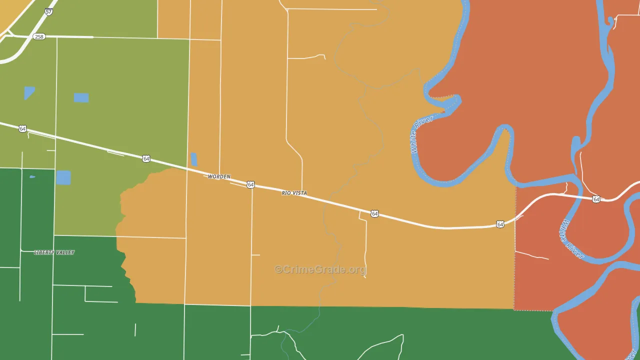 Rio Vista, AR Map of Murder Rates