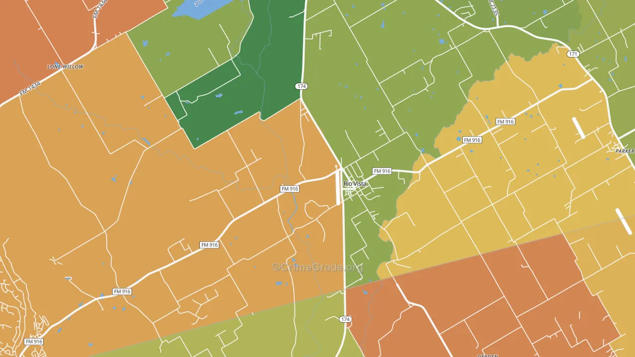 Rio Vista, TX Map of Murder Rates