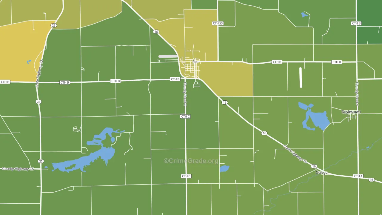 Rio, WI Map of Murder Rates