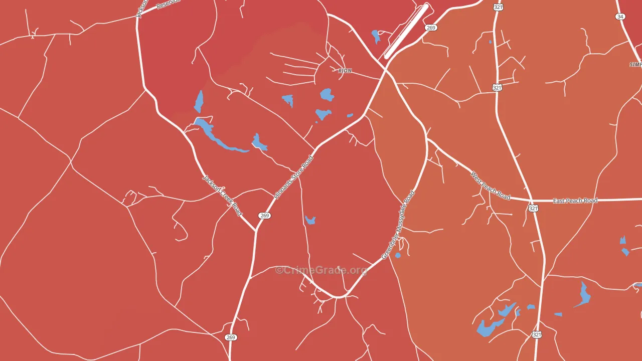 Rion, SC Map of Murder Rates