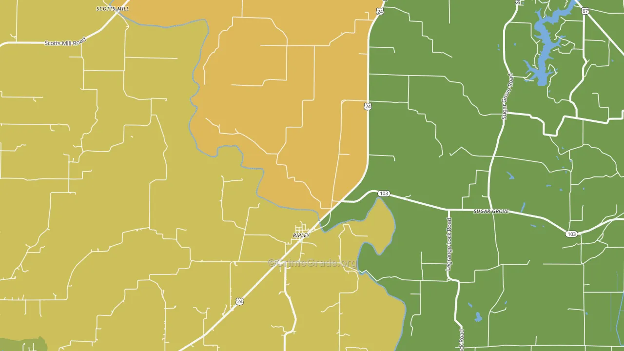 Ripley, IL Map of Murder Rates