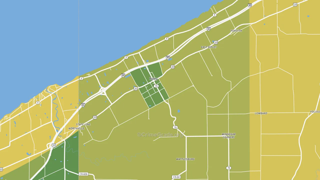 Ripley, NY Map of Murder Rates