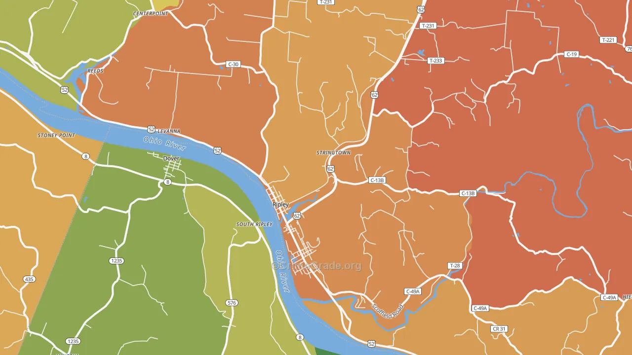 Ripley, OH Map of Murder Rates