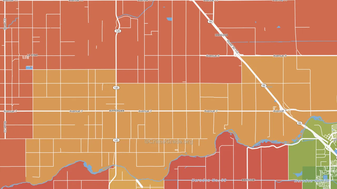 Ripperdan, CA Map of Murder Rates