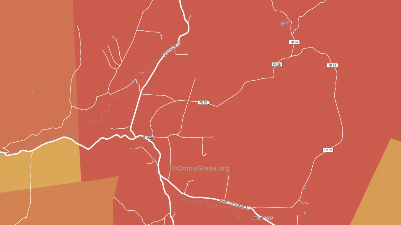 Ripton, VT Map of Murder Rates