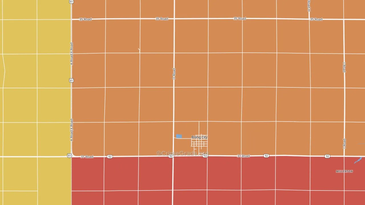Rising City, NE Map of Murder Rates