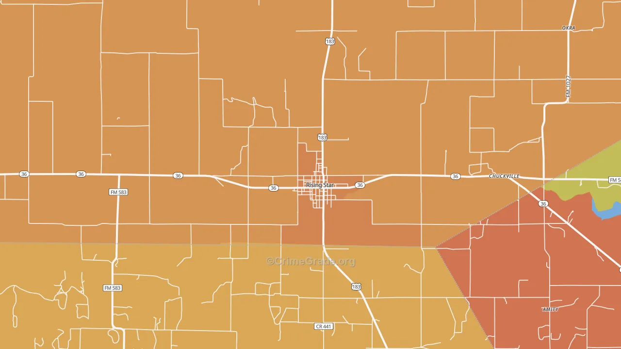 Rising Star, TX Map of Murder Rates