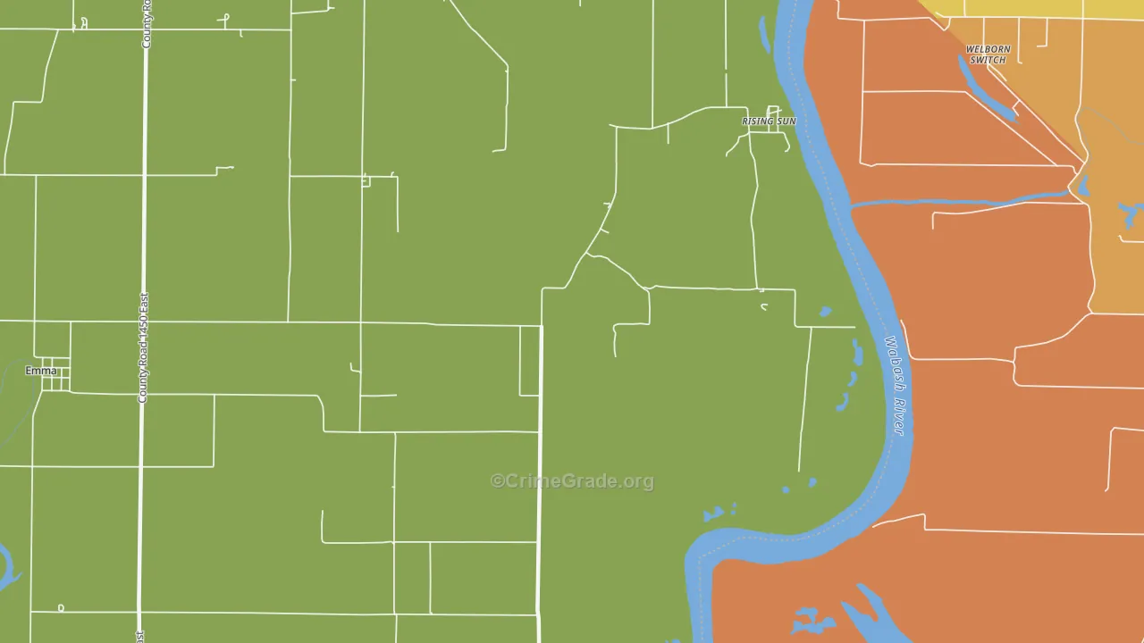Rising Sun, IL Map of Murder Rates