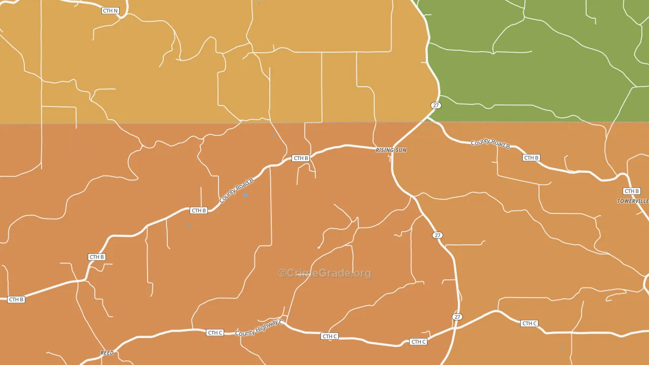 Rising Sun, WI Map of Murder Rates