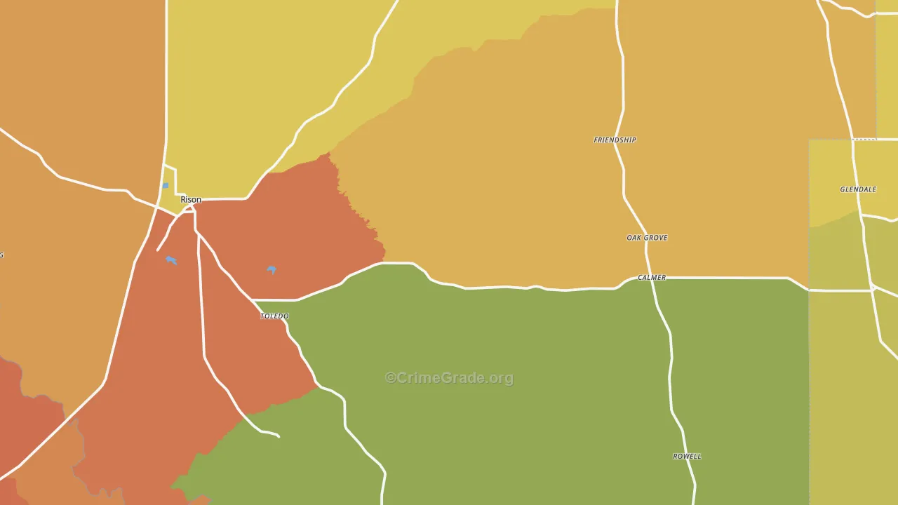 Rison, AR Map of Murder Rates