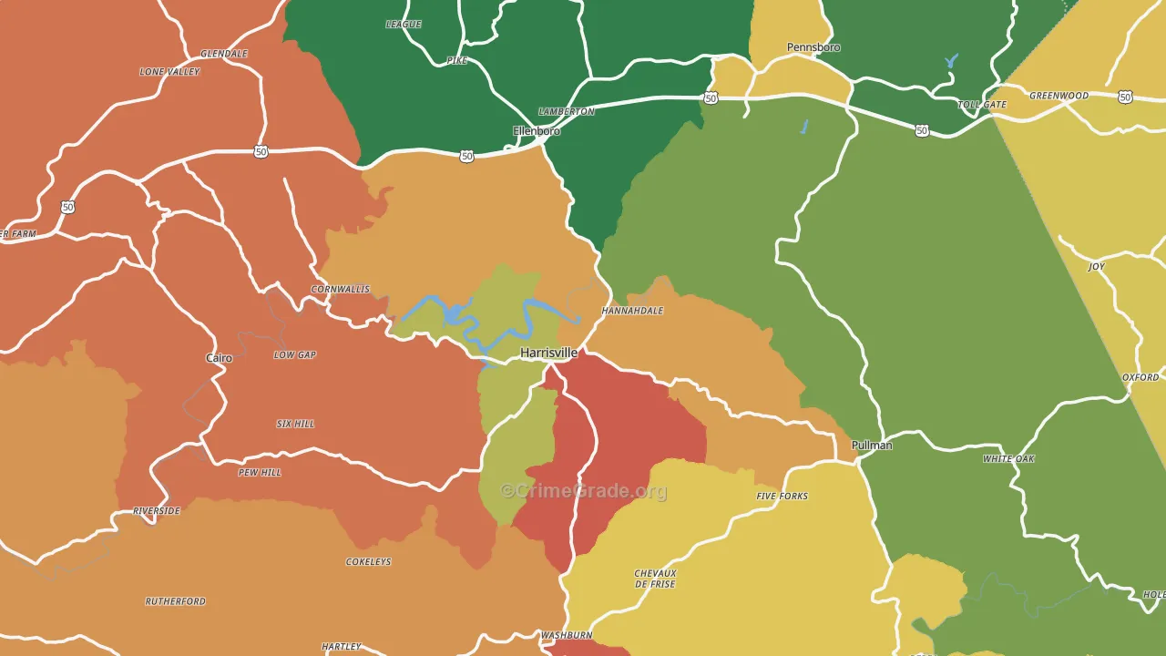 Ritchie County, WV Map of Murder Rates