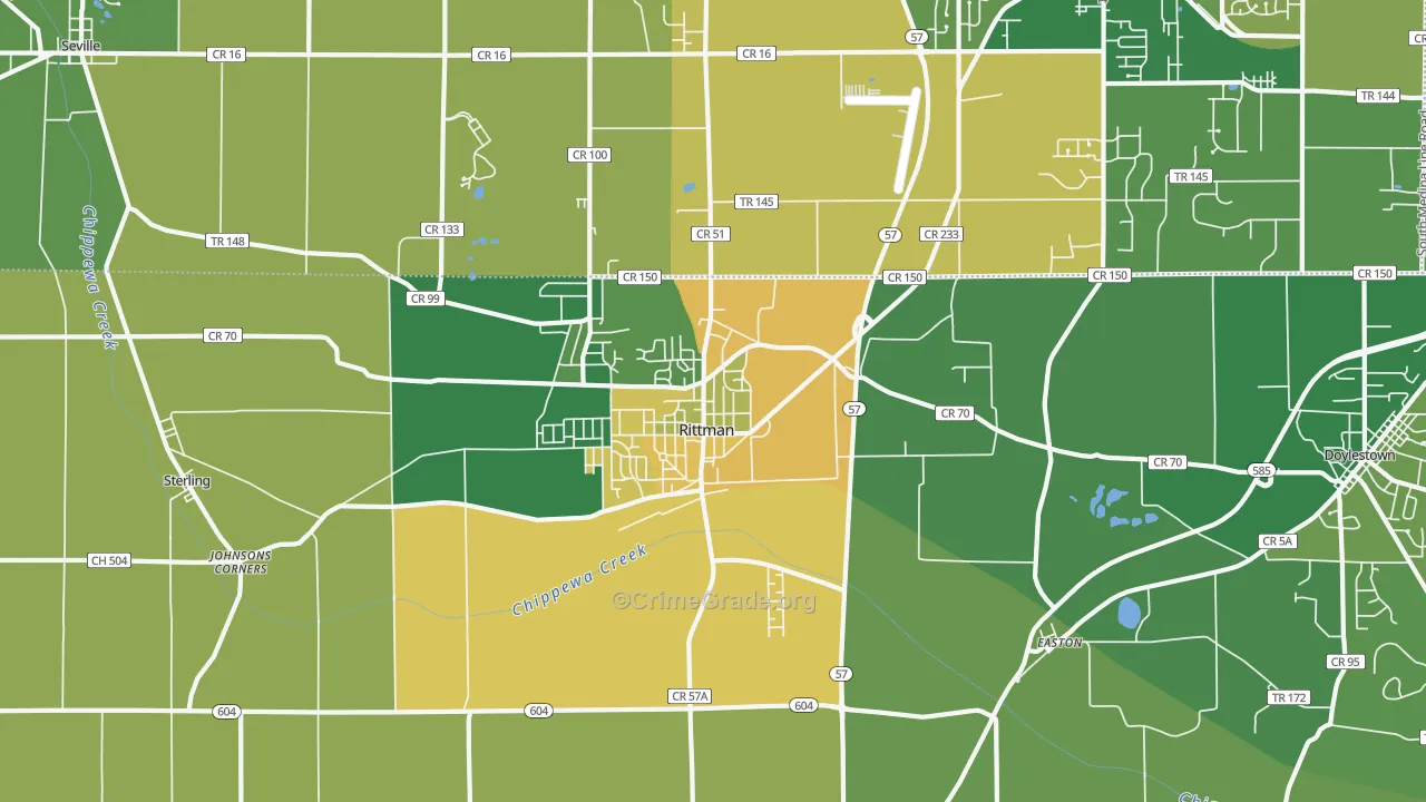 Rittman, OH Map of Murder Rates