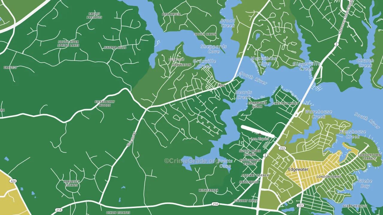 Riva, MD Map of Murder Rates