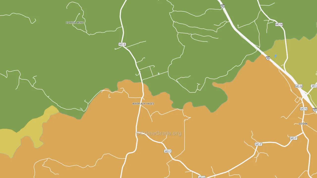 River aux Vases, MO Map of Murder Rates