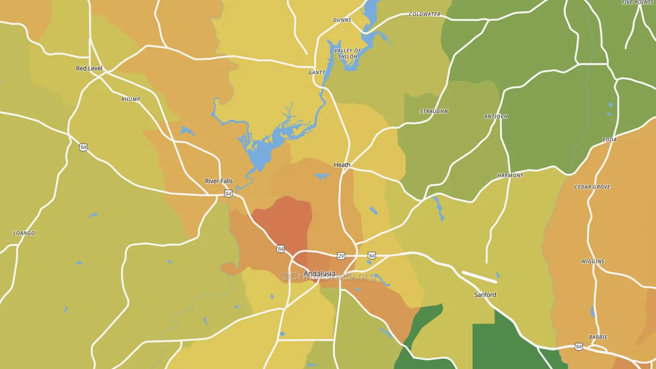 River Falls, AL Map of Murder Rates