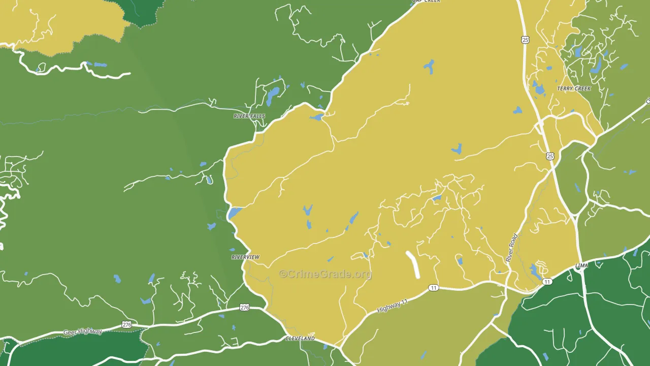River Falls, SC Map of Murder Rates