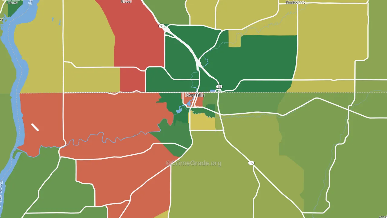 River Falls, WI Map of Murder Rates