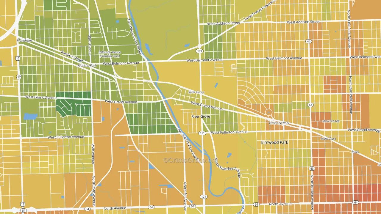 River Grove, IL Map of Murder Rates