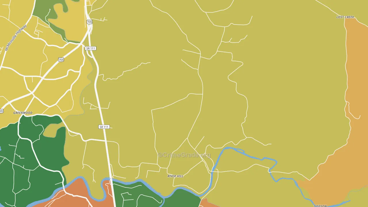 River Hill, TN Map of Murder Rates