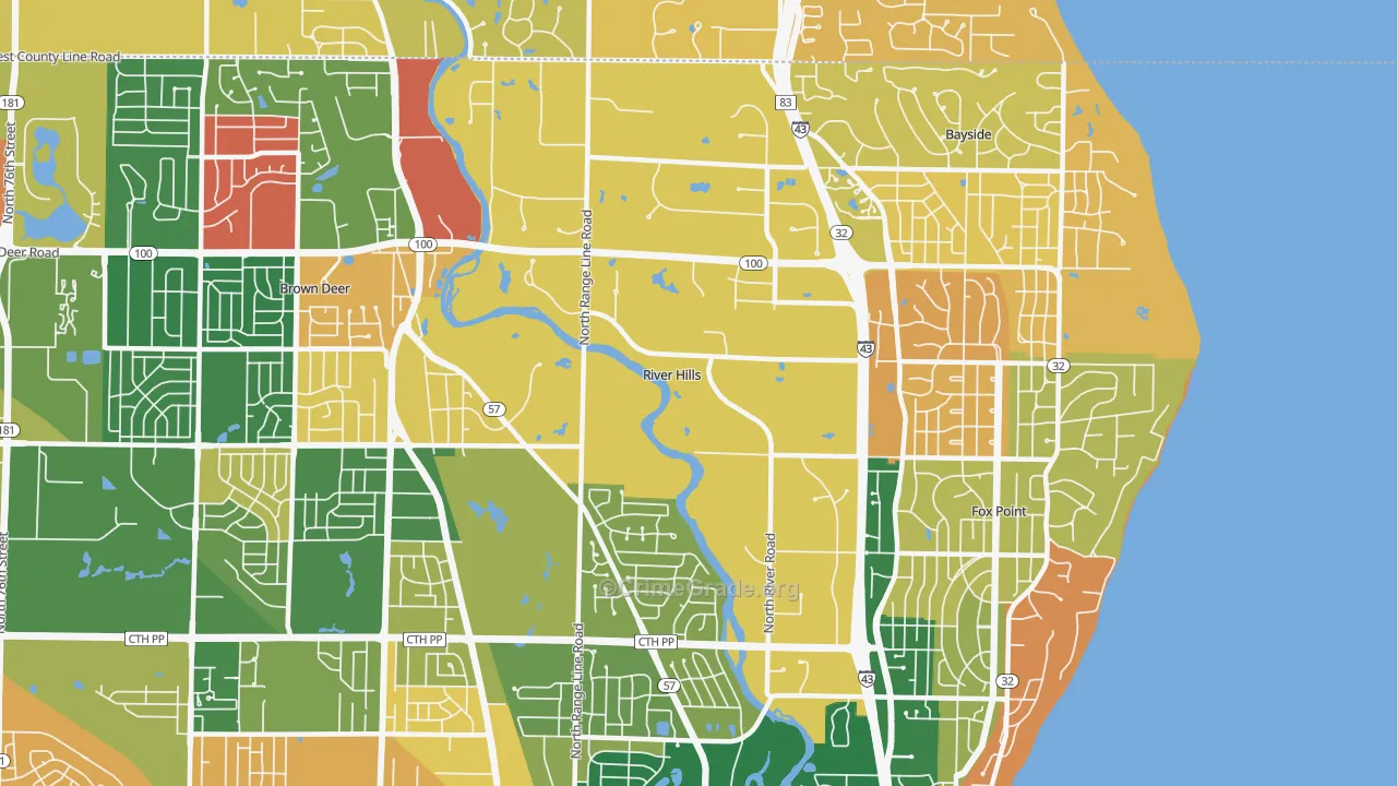 River Hills, WI Map of Murder Rates