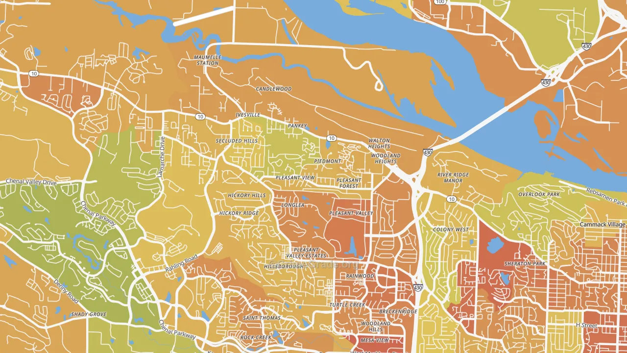 River Mountain, Little Rock, AR Map of Murder Rates