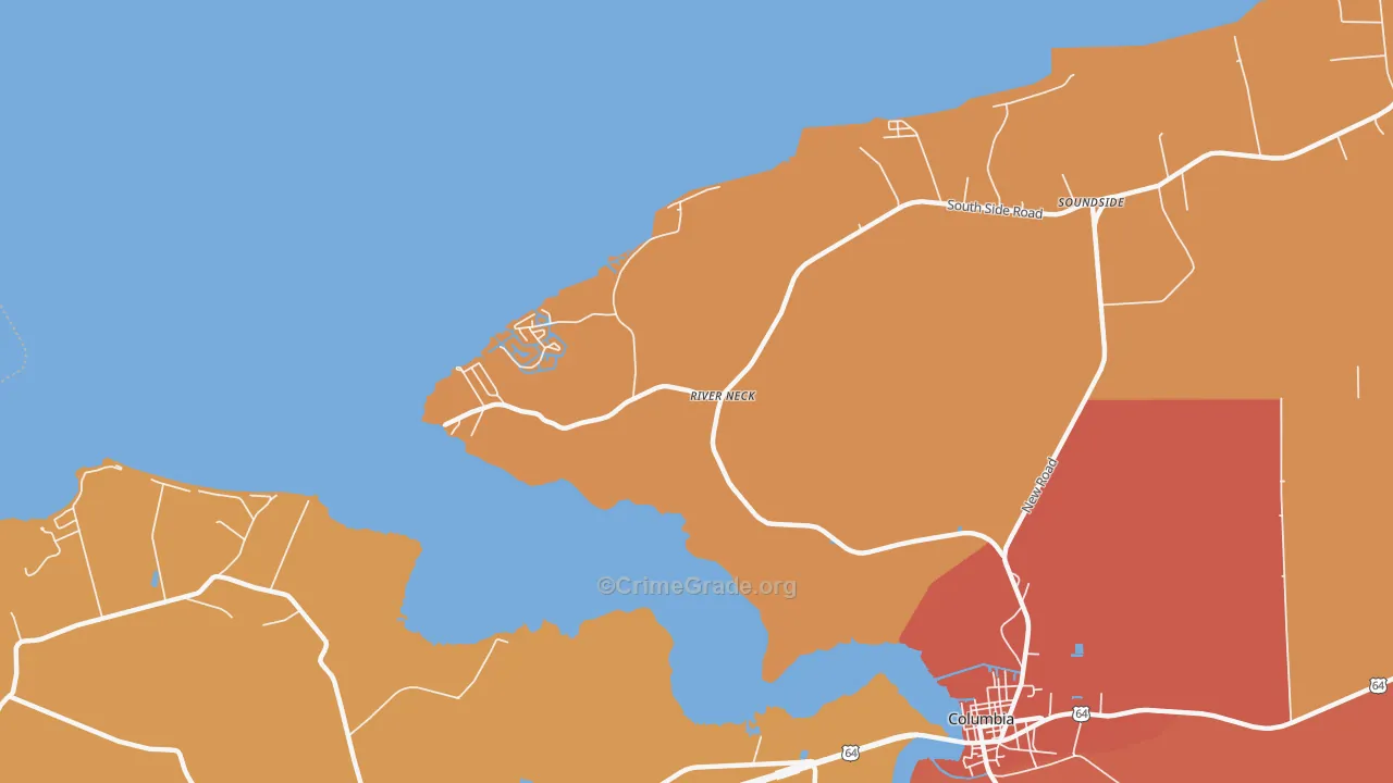 River Neck, NC Map of Murder Rates