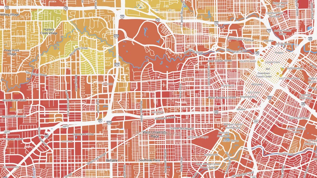 River Oaks, Houston, TX Map of Murder Rates